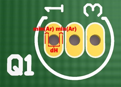 oblong pad's hole diameter and minimum annular ring